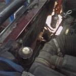 Моторный отсек Pajero Jr. после снятия старого радиатора